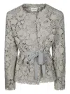 P.a.r.o.s.h Lace Detailed Tie-waist Jacket In Grey