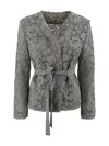P.a.r.o.s.h Lace Detailed Tie-waist Jacket In Stucco