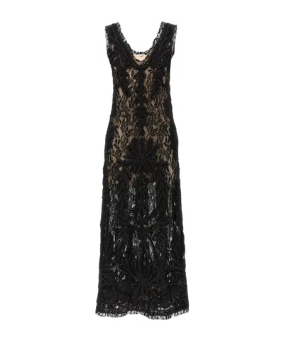 P.a.r.o.s.h Lace Maxi Dress In Black