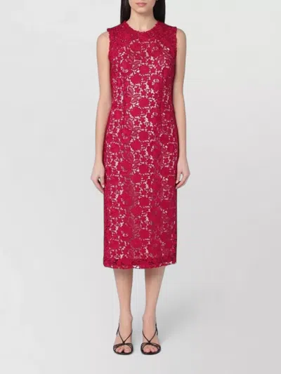 P.a.r.o.s.h Lace Midi Dress Round Neck Sleeveless In Multi