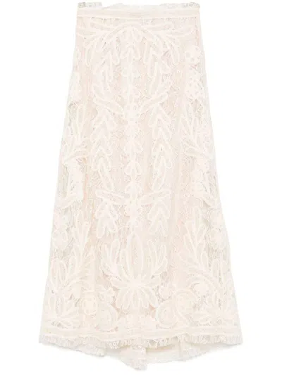 P.a.r.o.s.h . Lace Midi Skirt In White