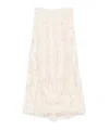 P.a.r.o.s.h Lace Floral Midi Skirt In Beige
