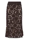 P.a.r.o.s.h . Delicate Lace Midi Skirt With Floral Patterns In Brown