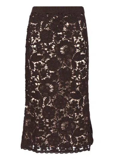 P.A.R.O.S.H LACE MIDI SKIRT