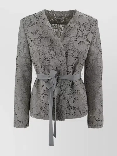 P.A.R.O.S.H LACE OVERLAY BELTED V-NECK JACKET