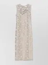 P.a.r.o.s.h Light Grey Lace Midi Dress