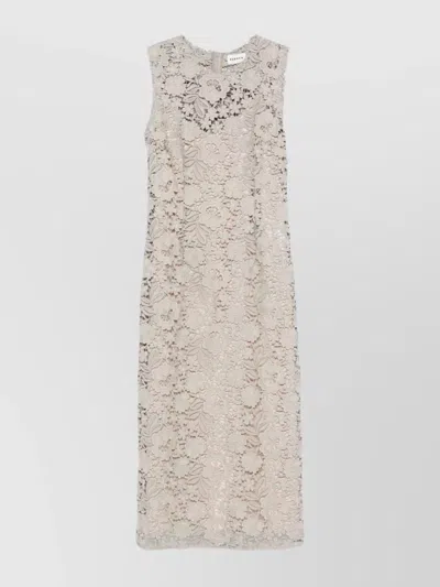 P.A.R.O.S.H LACE OVERLAY MIDI DRESS WITH REAR VENT