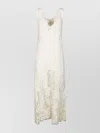 P.a.r.o.s.h Lace Overlay V-neckline Midi Length Dress
