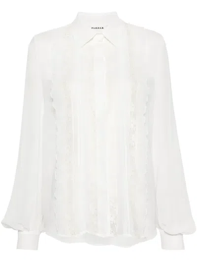 P.a.r.o.s.h Lace-panelling Chiffon Shirt In White