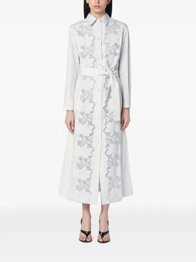 P.A.R.O.S.H LACE-PANELLING MIDI DRESS