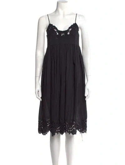 Pre-owned P.a.r.o.s.h Lace Pattern Midi Length Dress In Black