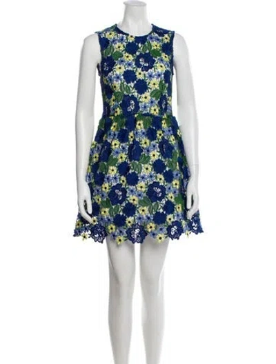 Pre-owned P.a.r.o.s.h Lace Pattern Mini Dress In Blue