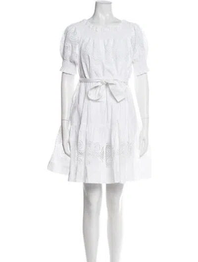 Pre-owned P.a.r.o.s.h Lace Pattern Mini Dress In White