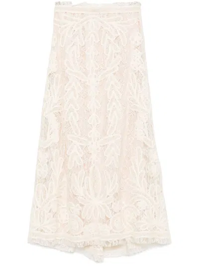 P.a.r.o.s.h Lace Skirt In Neutrals