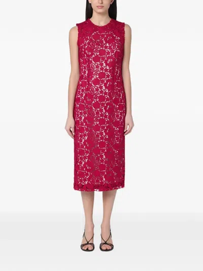 P.a.r.o.s.h Lace Sleeveless Midi Dress In Pink