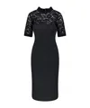 P.a.r.o.s.h Short Sleeve High Neckline Lace Detailing Dress In Black