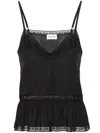P.a.r.o.s.h Lace-trim Silk Tank Top In Black