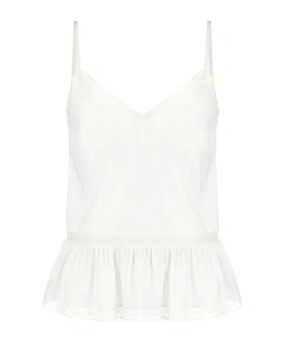 P.a.r.o.s.h Lace-trim Silk Tank Top In White