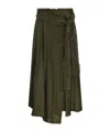 P.a.r.o.s.h Parosh Flowing Linen Skirt With Frayed Hem In Green