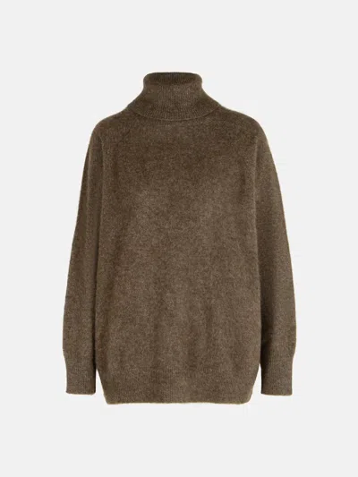 P.a.r.o.s.h 'lacoon' Turtleneck Sweater In Brown Fur Or Horsehair
