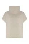 P.a.r.o.s.h Parosh High-neck Raccoon Sweater With Ribbed Trim In Gold