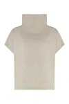 P.a.r.o.s.h Parosh High-neck Raccoon Sweater With Ribbed Trim In Gray