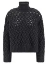 P.a.r.o.s.h Braided Wool High-neck Sweater In Black