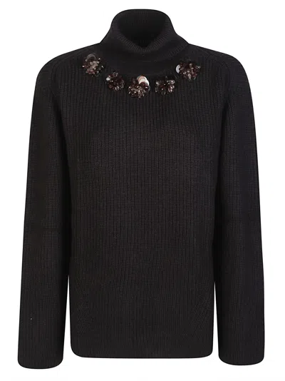 P.a.r.o.s.h Ladyblum Black Ribbed Wool Turtleneck Sweater