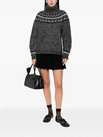 P.a.r.o.s.h Laila High-neck Patterned Sweater In Gray