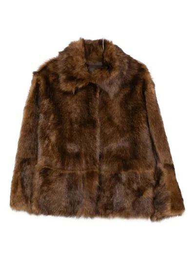 P.a.r.o.s.h Lamb-fur Long-sleeve Jacket In Brown