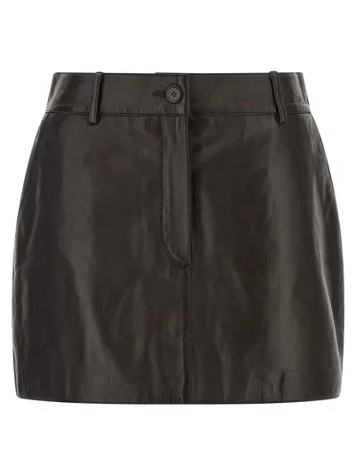 P.a.r.o.s.h . Lambskin Leather Mini Skirt In Black