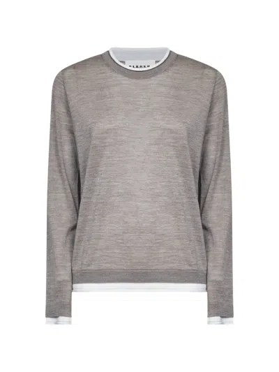 P.a.r.o.s.h Layered-effect Fine-knit Sweater In Gray