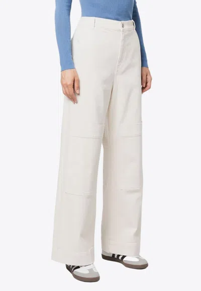 P.a.r.o.s.h Le Pockets Wide-leg Pants In White