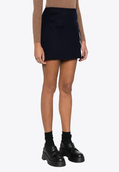 P.a.r.o.s.h Leak A-line Zip-up Mini Skirt In Blue