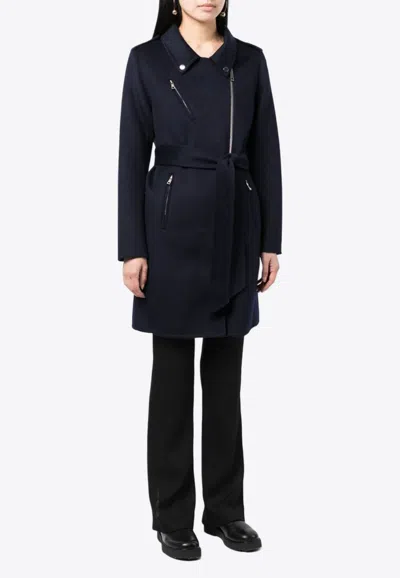 P.a.r.o.s.h Leak Off-center Zip-up Wool Coat In Blue