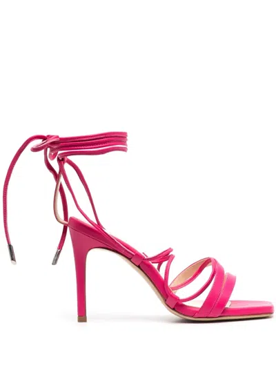 P.A.R.O.S.H LEATHER ANKLE-TIE SANDALS