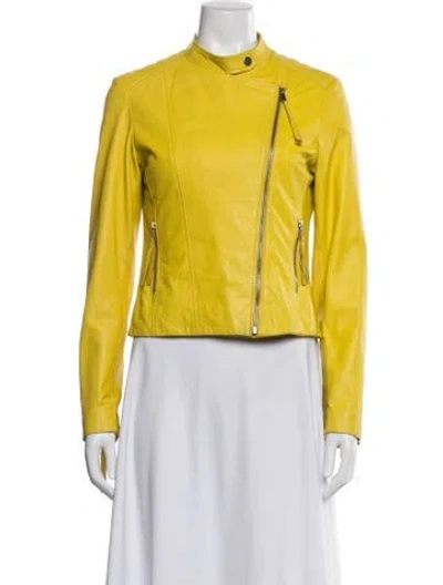 Pre-owned P.a.r.o.s.h Leather Biker Jacket In Yellow