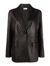 P.a.r.o.s.h Single-breasted Leather Blazer In Brown