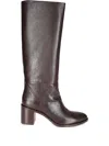 P.a.r.o.s.h Mid-heeled Leather Boots With Minimalist Design In Brown