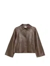 P.a.r.o.s.h Leather Jacket Front Pockets Pointed Collar In Brown