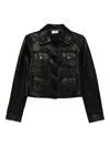 P.a.r.o.s.h Leather Jacket With Collared Neck And Flap Pockets In Black