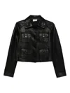 P.a.r.o.s.h Leather Jacket With Collared Neck And Flap Pockets In Black