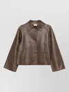 P.a.r.o.s.h Leather Jacket Front Pockets Pointed Collar In Brown