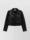 P.a.r.o.s.h Leather Jacket With Collared Neck And Flap Pockets In Black
