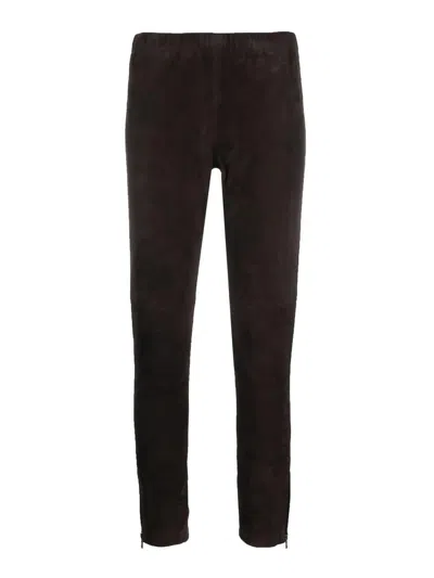 P.a.r.o.s.h Leather Jersey Leggings In Brown