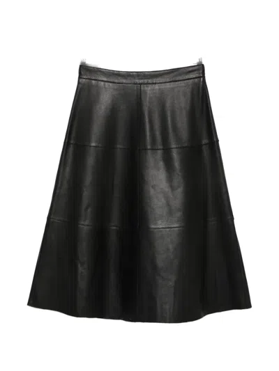 P.a.r.o.s.h Leather Midi Skirt In Black