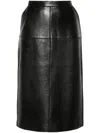 P.a.r.o.s.h Leather Midi Skirt In Black
