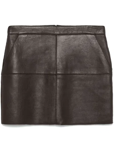 P.a.r.o.s.h Leather Mini Skirt In Brown