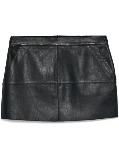 P.a.r.o.s.h Leather Mini Skirt In Blue