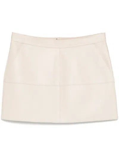 P.a.r.o.s.h Leather Mini Skirt In Neutral